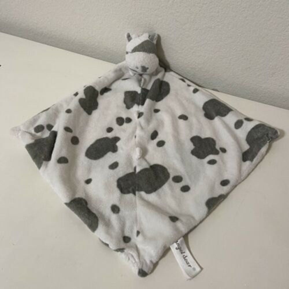 Angel Dear Cow Security Blanket Lovey Lovie White Gray